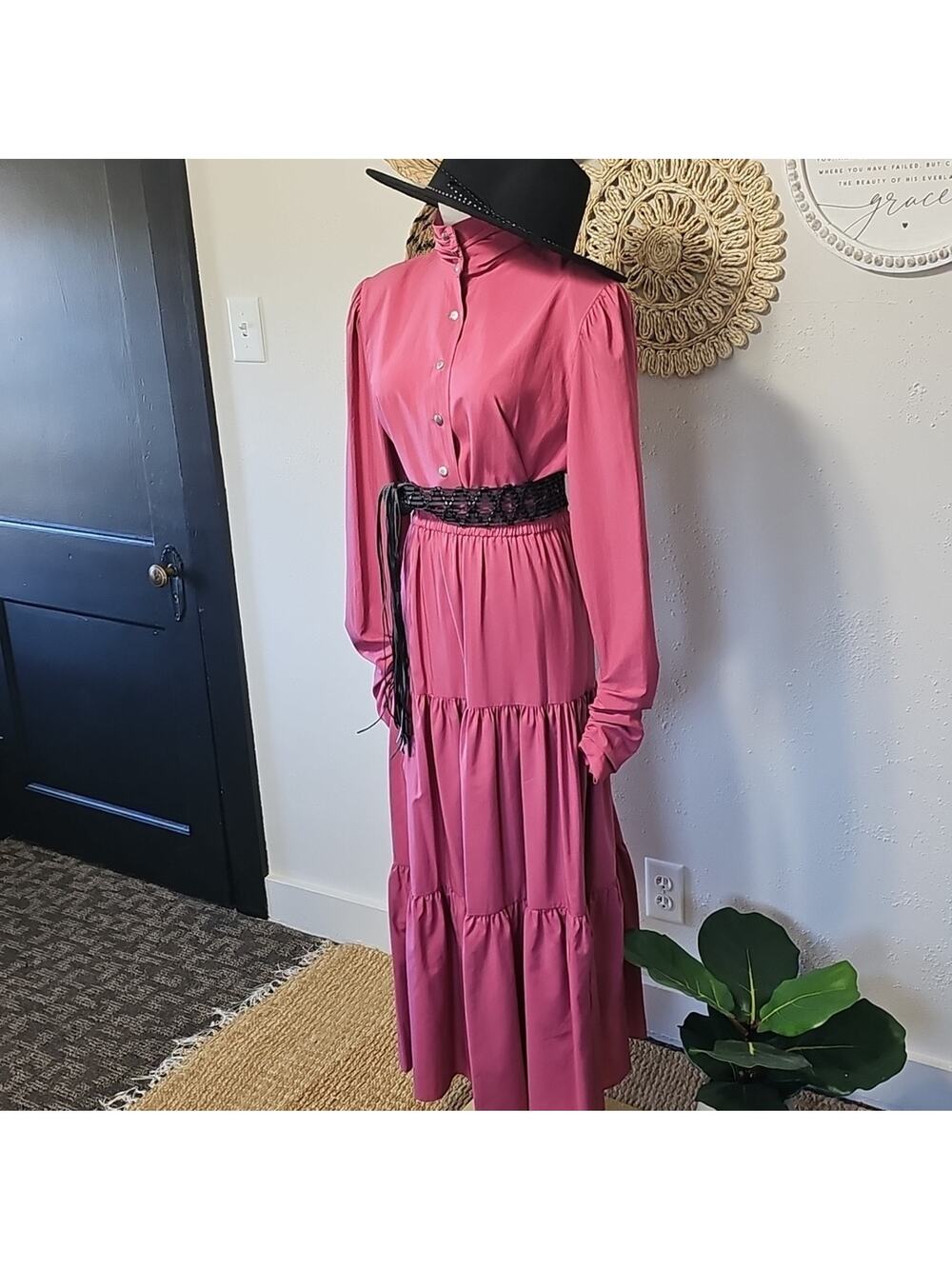 Vintage Cheyenne Outfitters Dusty Pink Long Sleeve Shirt Skirt Women 14 Western